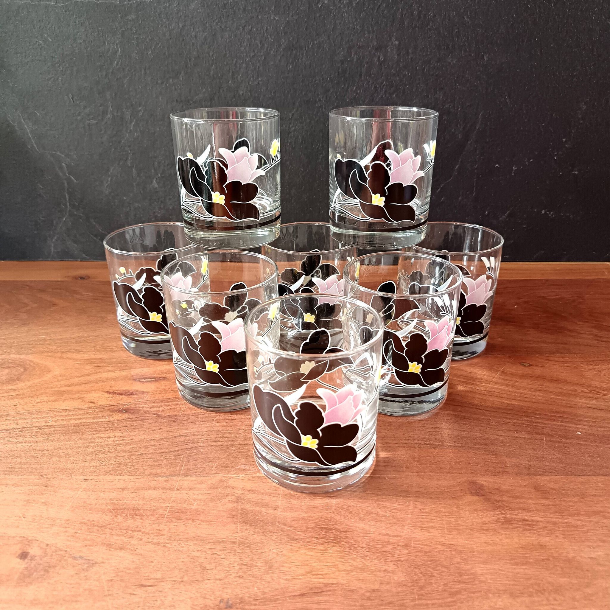 9 luminarc glasses model anaïs black rose vintage whisky glass