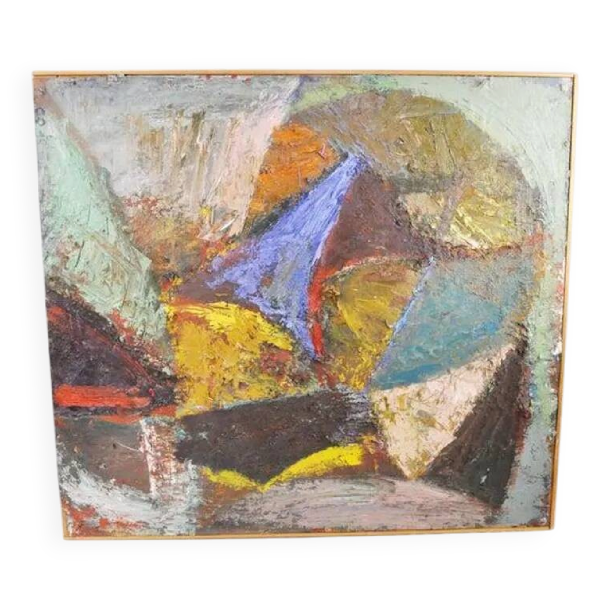 Large Original Swedish Oil on Canvas - "Irritation" by Christina Olivecrona - Signed - Vintage and Framed - 100 × 93 cm (39.4" × 36.6")