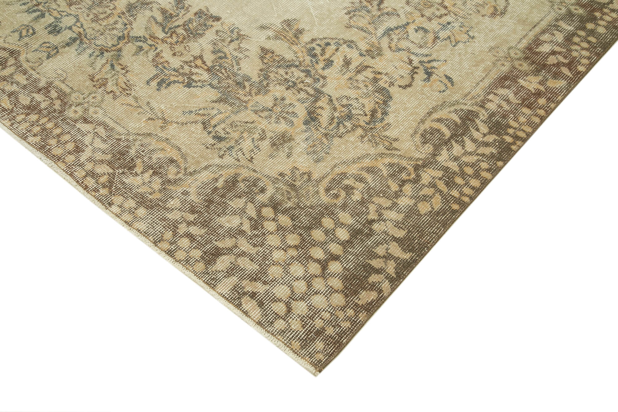 Hand-knotted decorative turkish beige carpet 202 cm x 301 cm