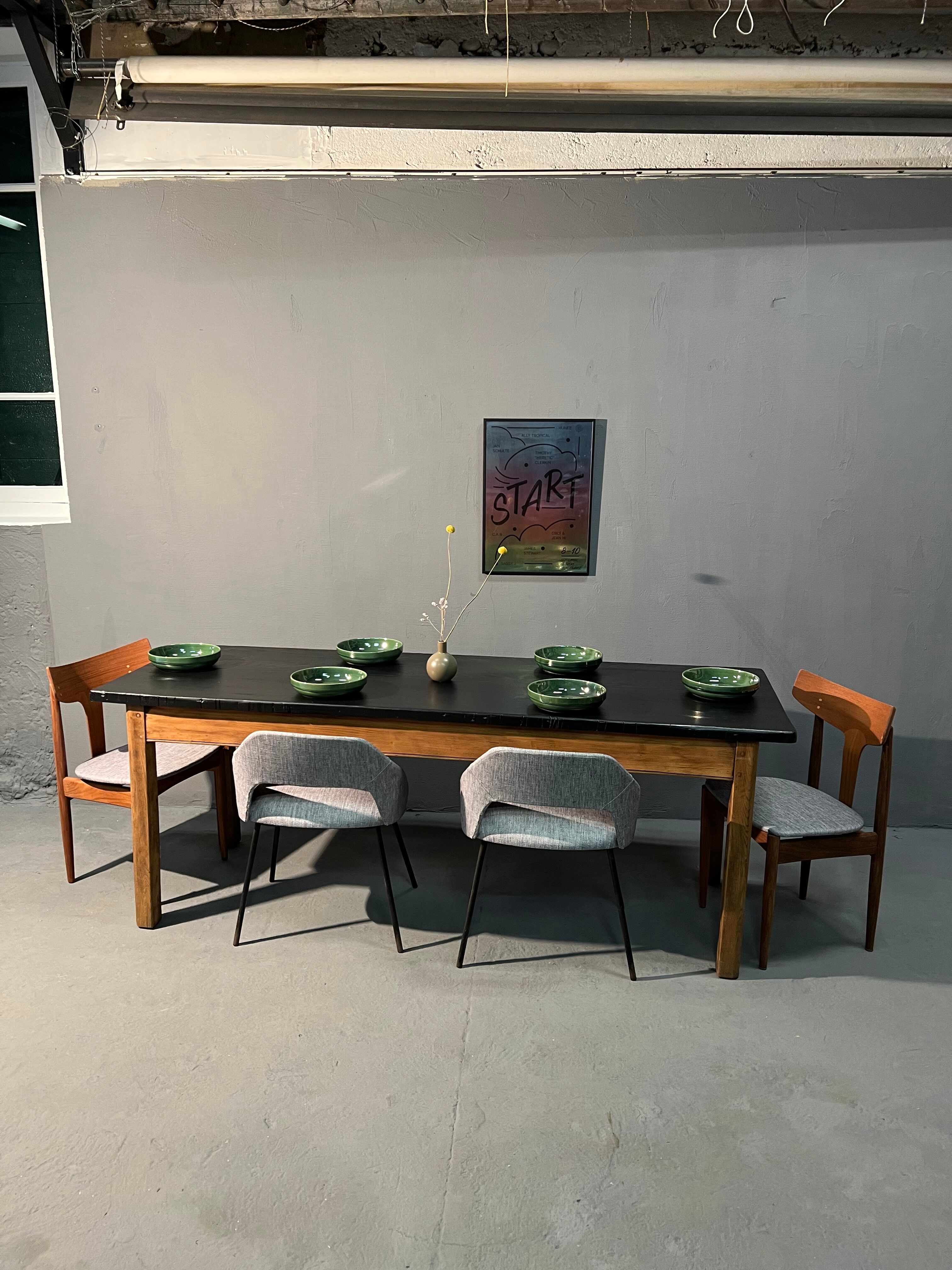 Farmhouse table, black top