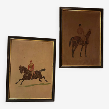 Pair of equestrian engravings