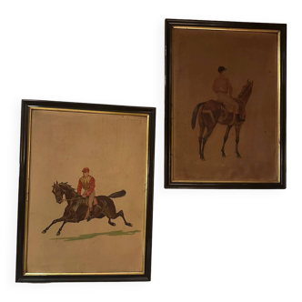 Pair of equestrian engravings