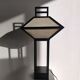 Japanese lamp in black lacquered wood and rice paper H:75cm