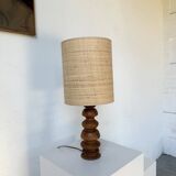 1950s turned oak wood table lamp