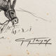Dessin encadré original signé Guy Tayal âne attelé