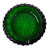 Ancien cendrier en verre moulé vert (vintage)
