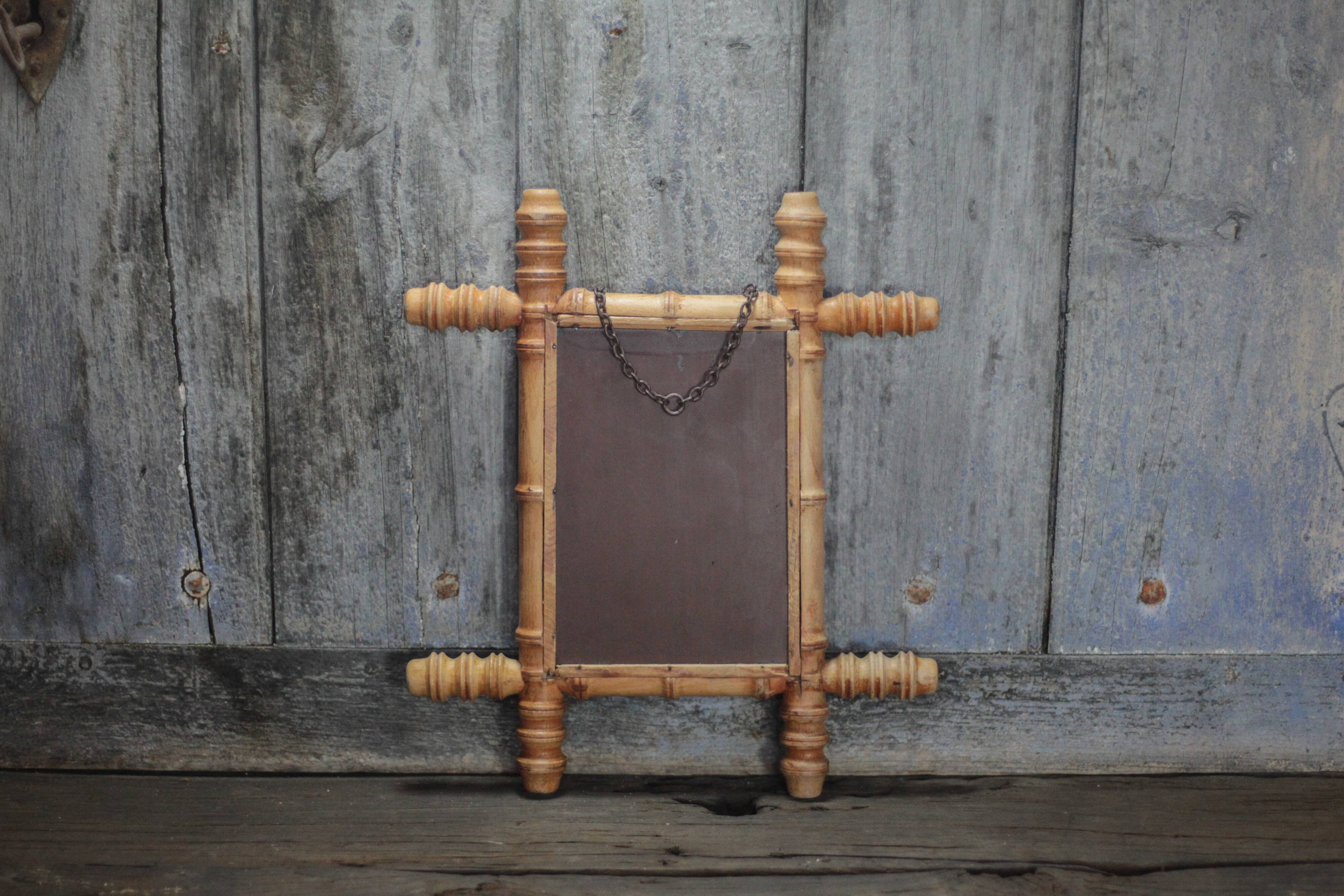 Wooden bamboo imitation mirror, antique mirror, hanging mirror