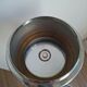 Vintage chrome metal floor ashtray with integrated tray.