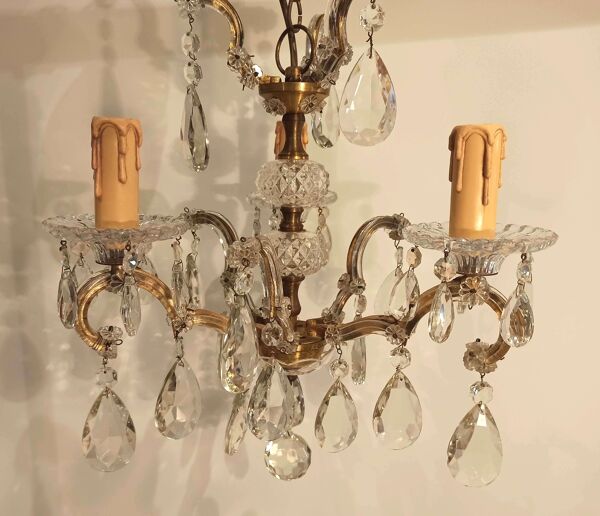 Ancien lustre à pampilles baroque