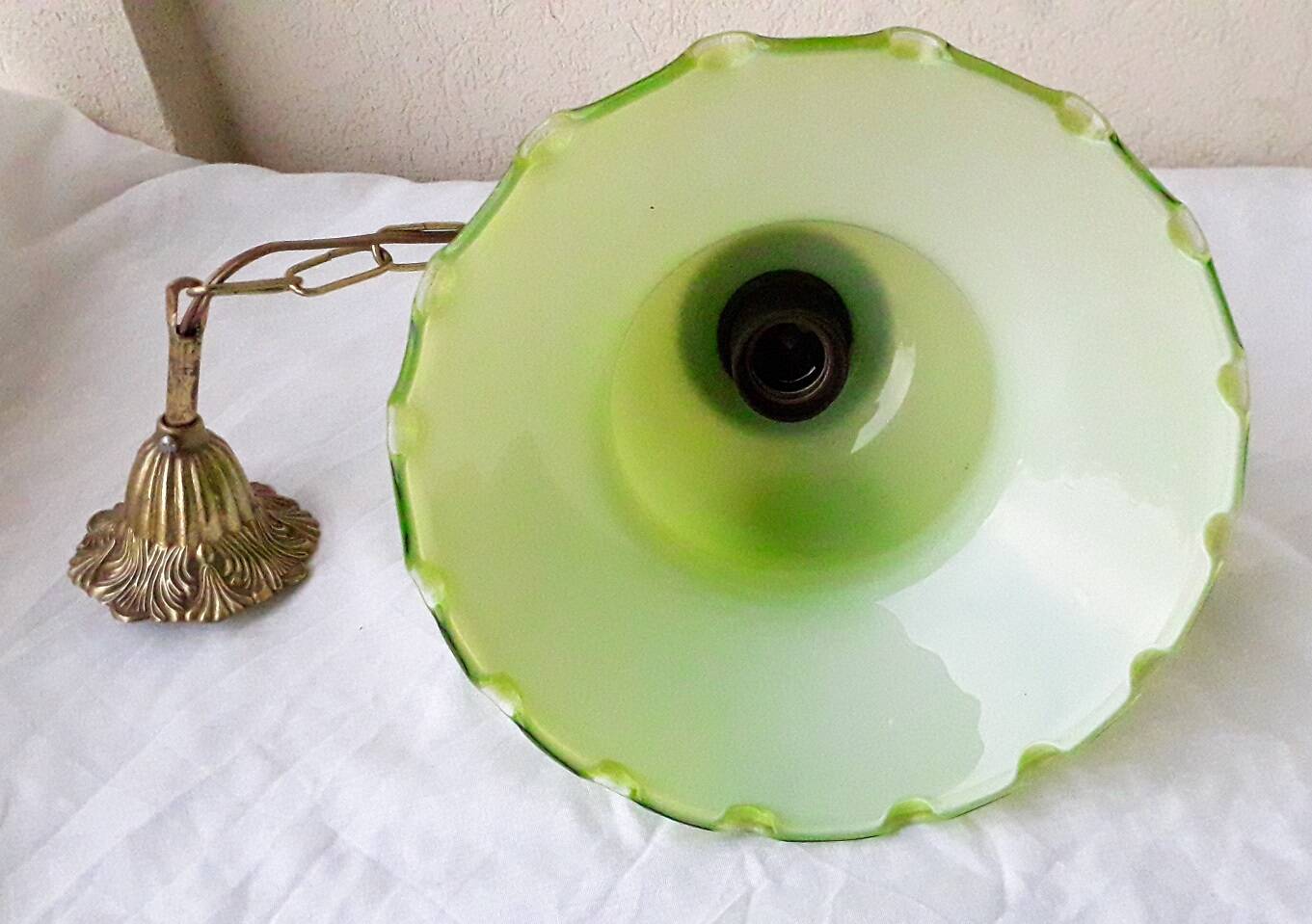 Green and bronze glass pendant light