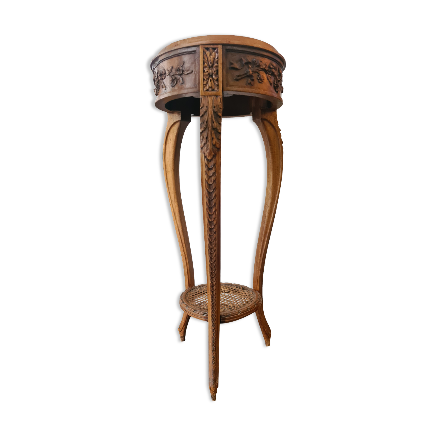 Walnut selette with tripod feet 1900s era
