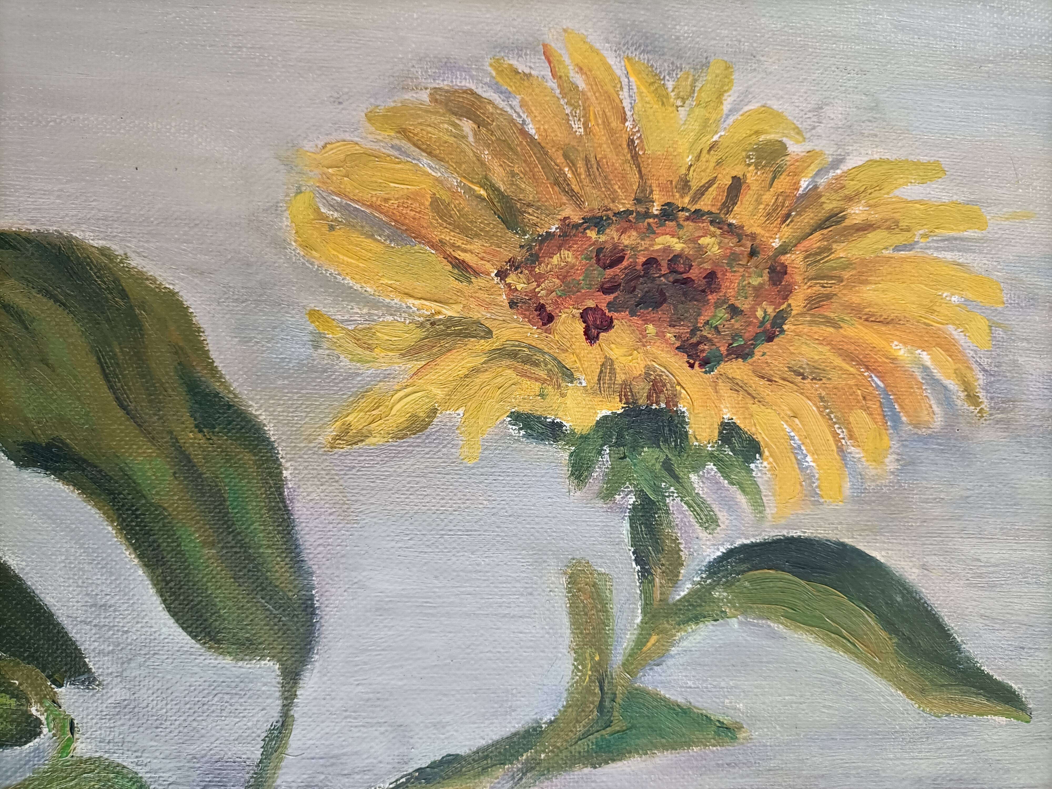 Sunflower and pumpkin painting signed J. Dubuc Berteaux
