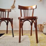 Pair of vintage wooden bistro chairs