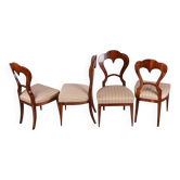 Chaises Biedermeier en noyer, Autriche, années 1830, ensemble de 4