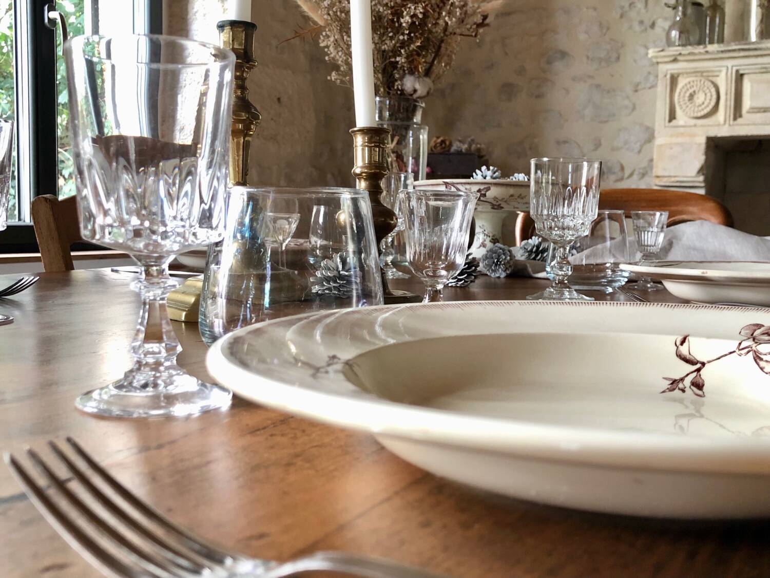 Antique stemmed crystal glasses