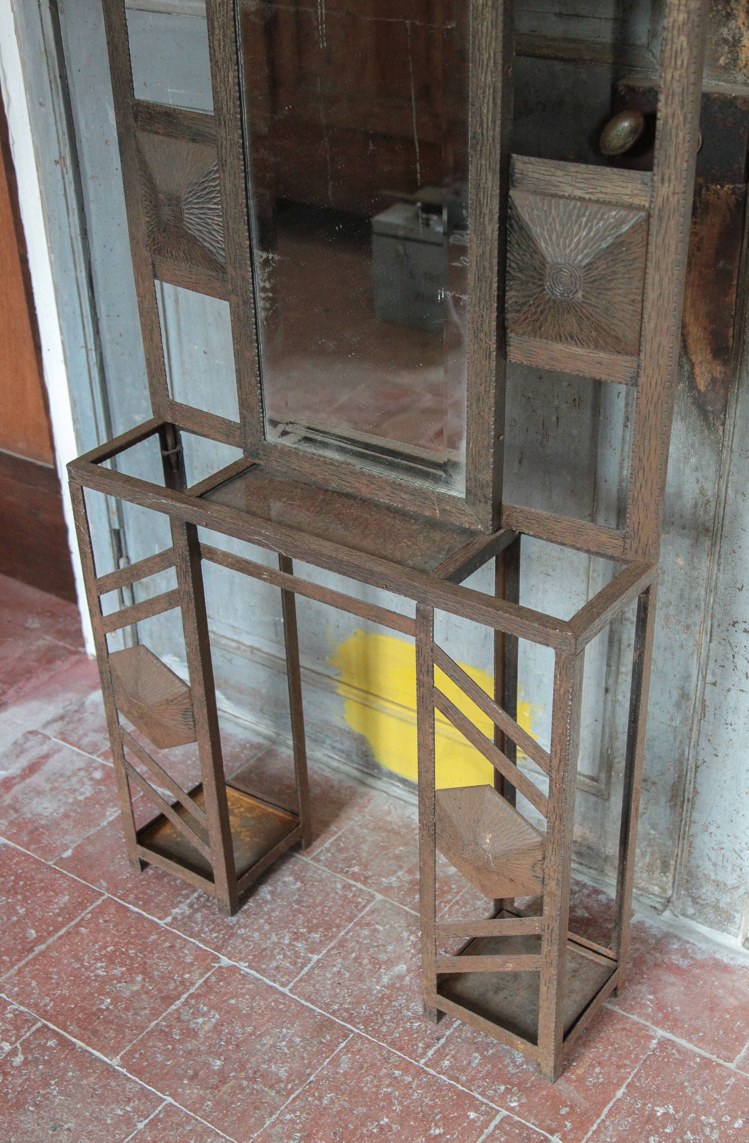 Art deco coat rack, wrought iron coat rack, cloakroom