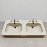 Console de salle de bain double vasque en céramique vintage