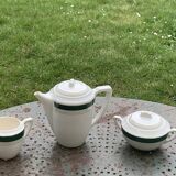 Coffee maker, milk jug and sugar bowl, Lumière, Digoin and Sarreguemines models