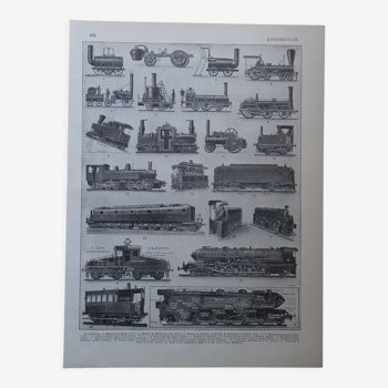 Original lithograph on locomotives