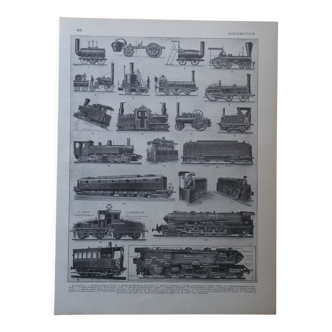 Lithographie originale sur les locomotives
