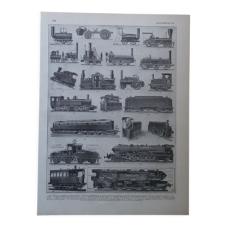 Original lithograph on locomotives