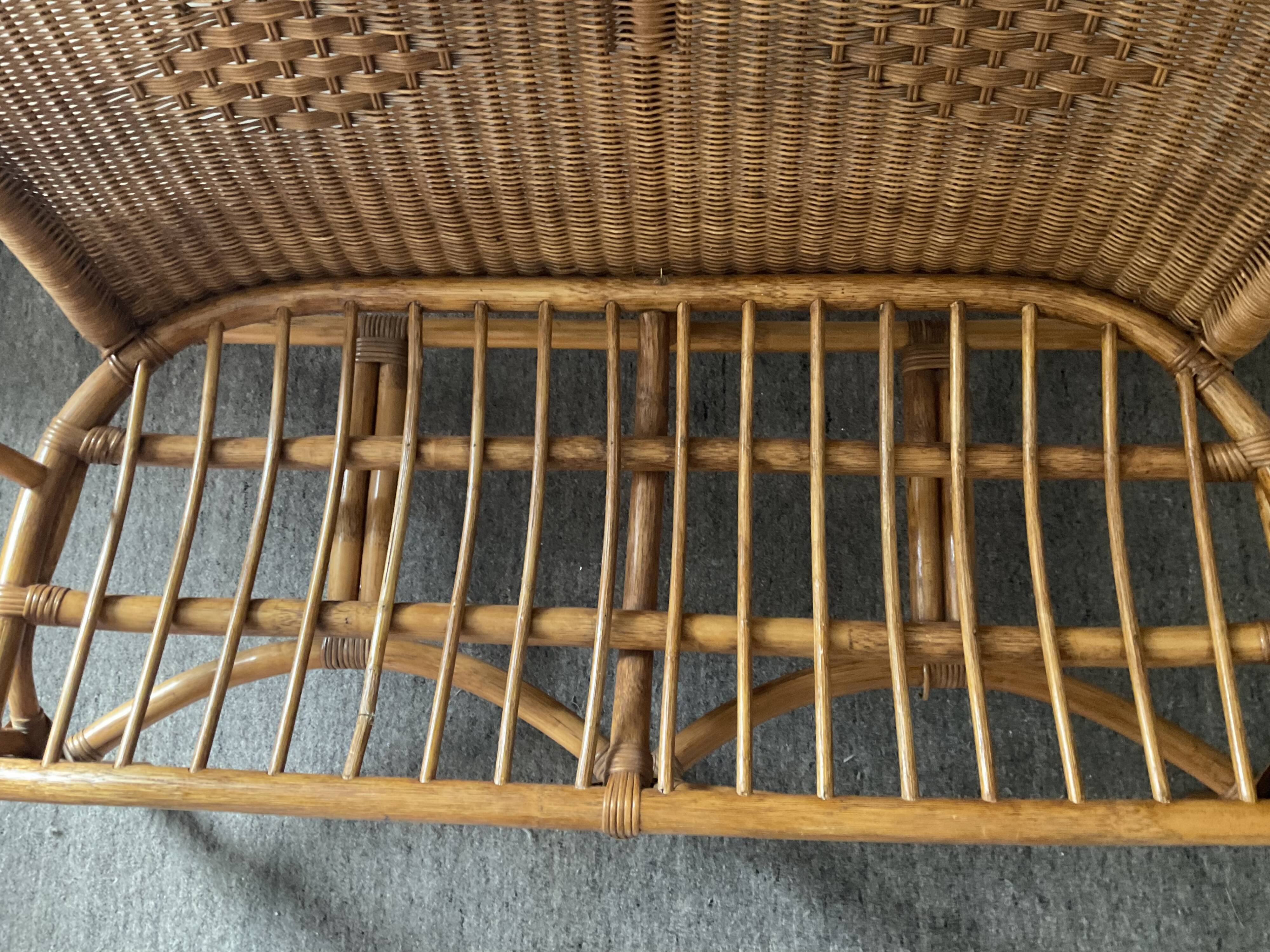 Vintage rattan sofa 60s-70s