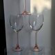 Set of 6 large pink-stemmed wine glasses Made in France 1970s