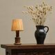 Mid-Century Accent Table Lamp in Solid Oak and Patinated Brass