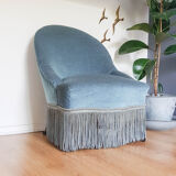 Velvet Ottoman Chair vintage toad velvet blue 70s
