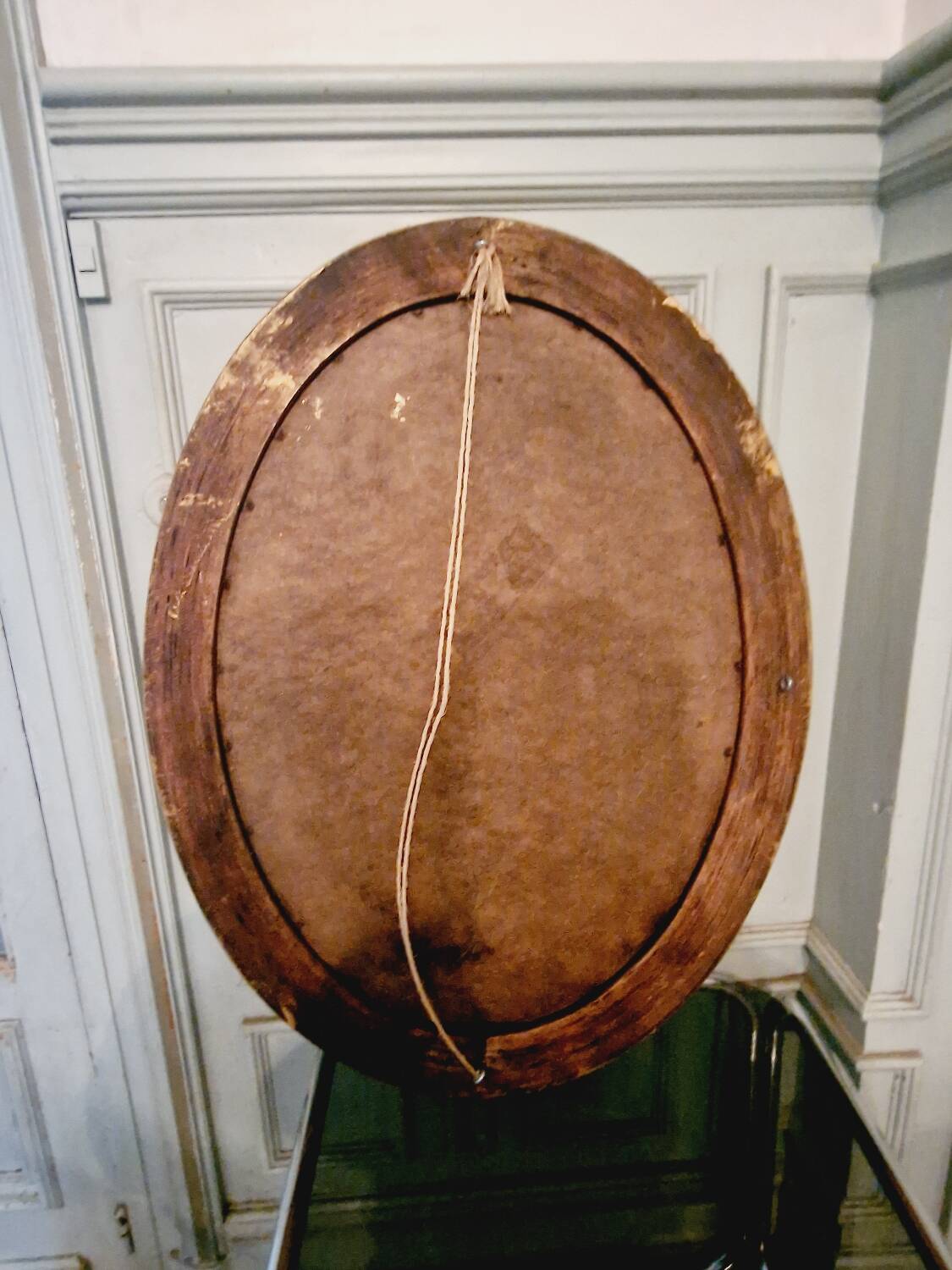 Large oval gold mirror beveled mirror