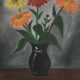 Tableau ancien bouquet de marguerites