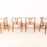 4x Hans J. Wegner Oak CH24 Wishbone Chair, 1980s Denmark