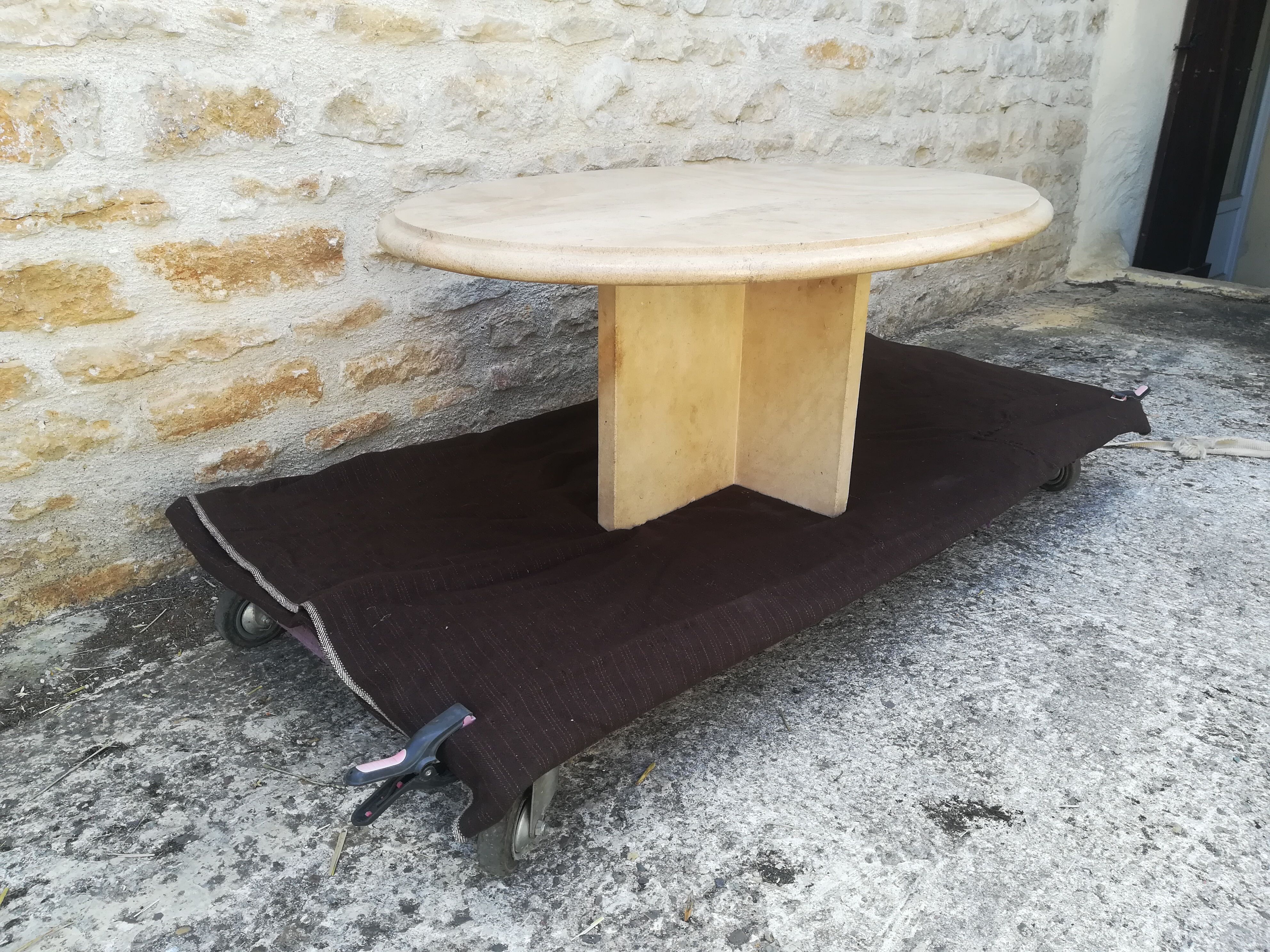 Natural travertine coffee table