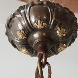 Leaves in gilded brass chandelier 1970