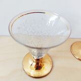Ensemble de 4 verres gravés au pied doré