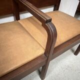Art Deco two-seater bench in solid mahogany, 20th century.