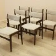 Set of six Danish dining chairs in oak veneer with original upholstery, 1960s
