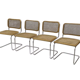 Lot de 4 chaises Cesca modèle b32 en chrome fabriqué en italie par Marcel Breuer