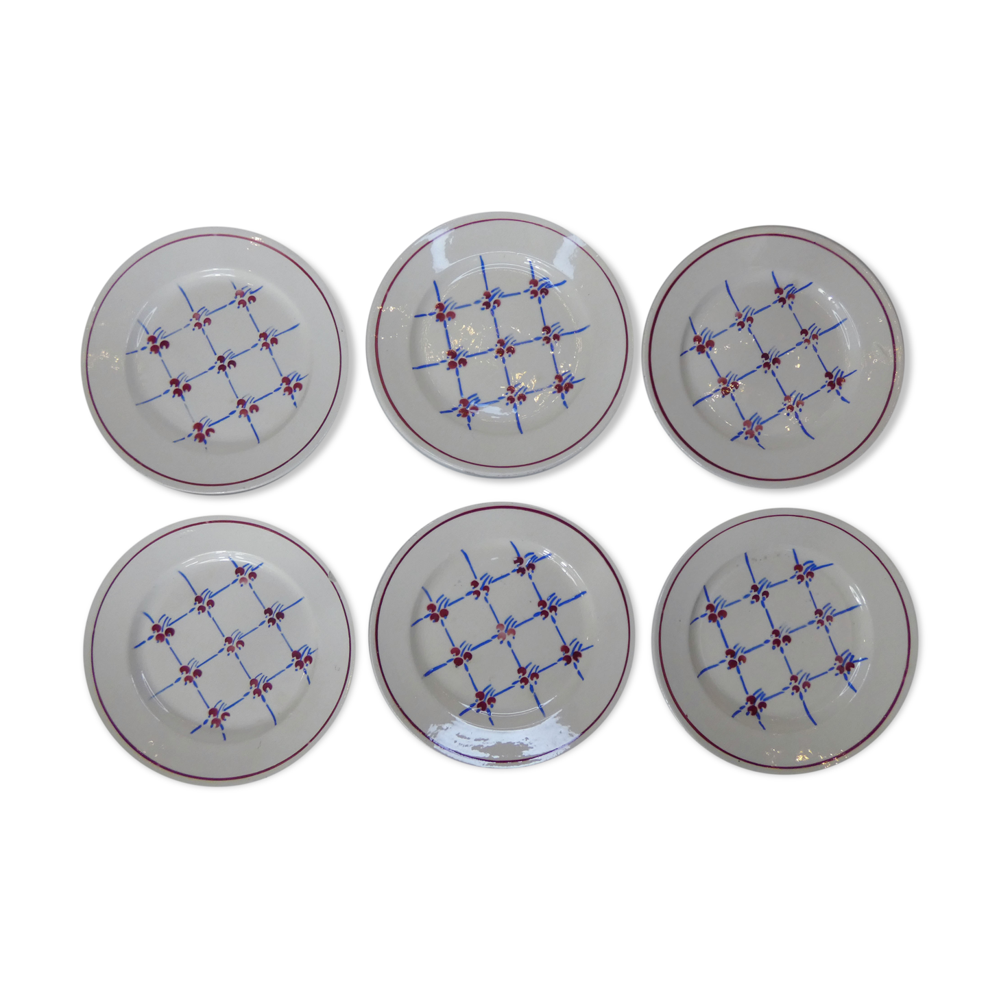 6 vintage Badonviller dessert plates