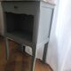 Louis XV bedside table revamped in solid oak and sage green/grey green.