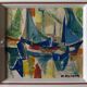 Watercolor Painting MOURIER Marguerite (1910-1987) "the sailboats" + frame