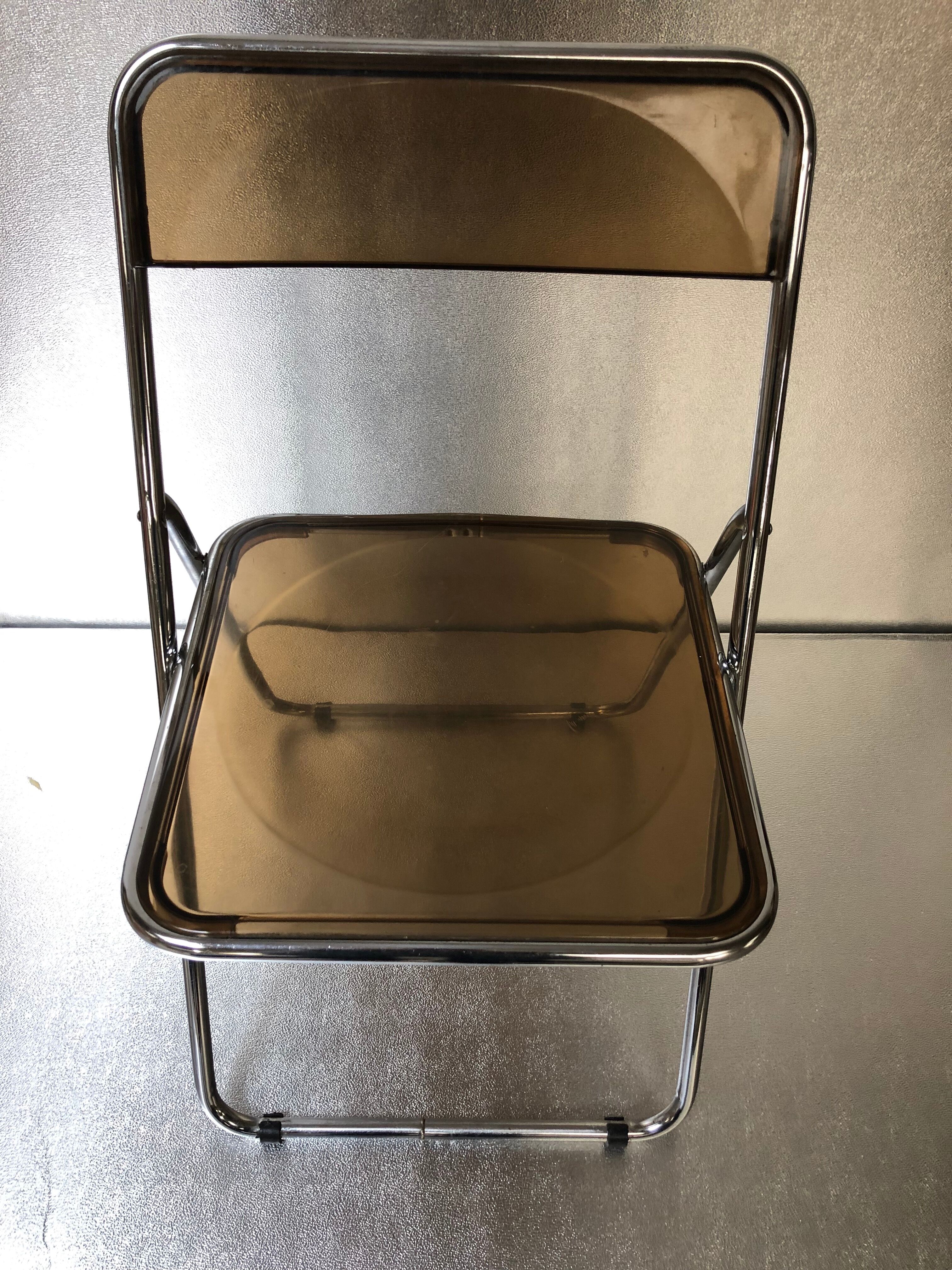 PLEXIGLAS SMOKY YEARS 70, CHROME DESIGN VINTAGE