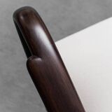 Set divano e poltrona in tessuto bianco legno anni ’70 modernariato