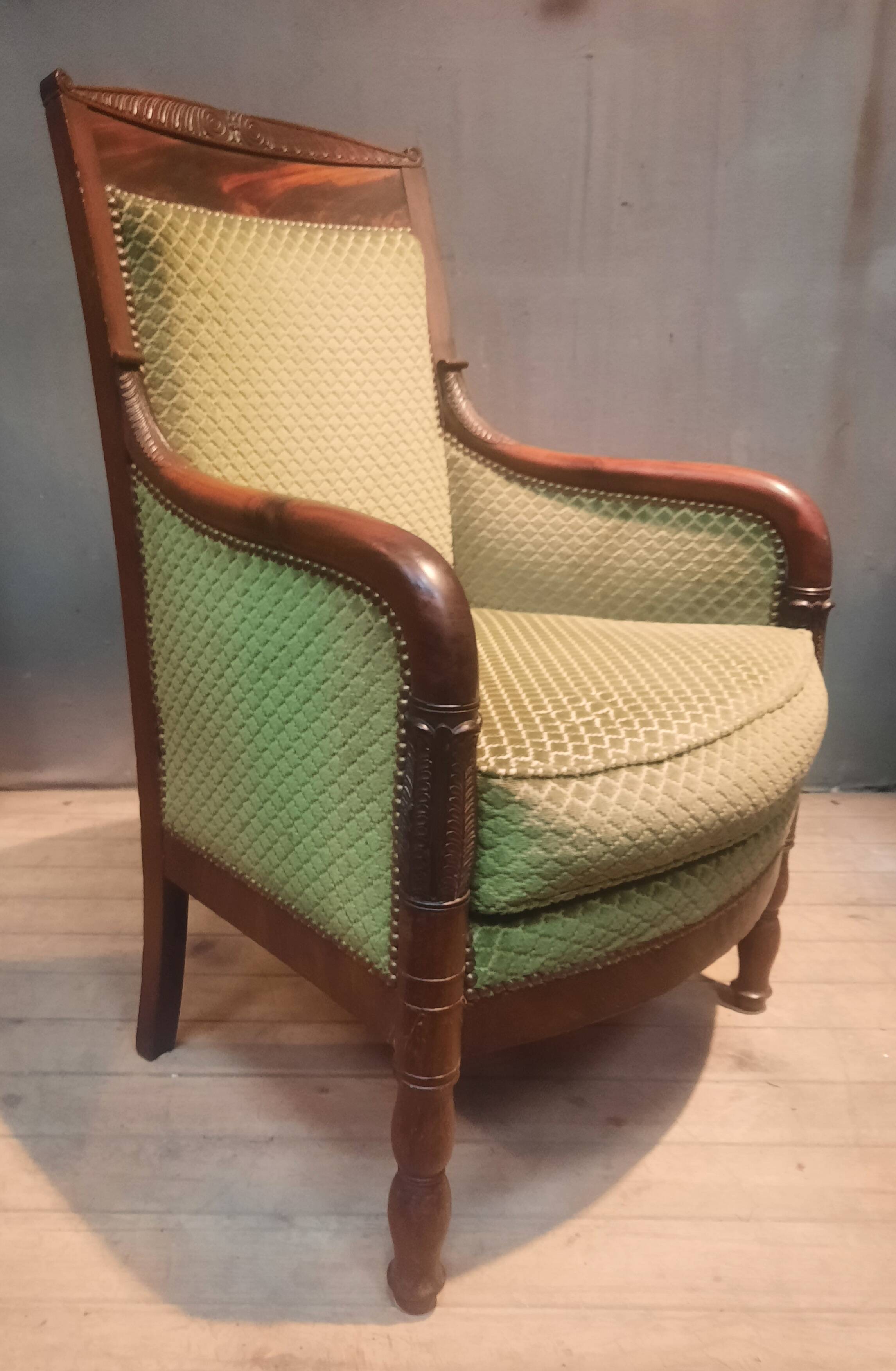 Empire period bergère in mahogany