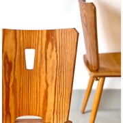 Vintage brutalist pine chairs