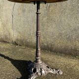 Round bistro table, cast iron base, vintage, 1940s