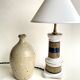 Earthenware lamp, new 2M fabric cable, cotton lampshade