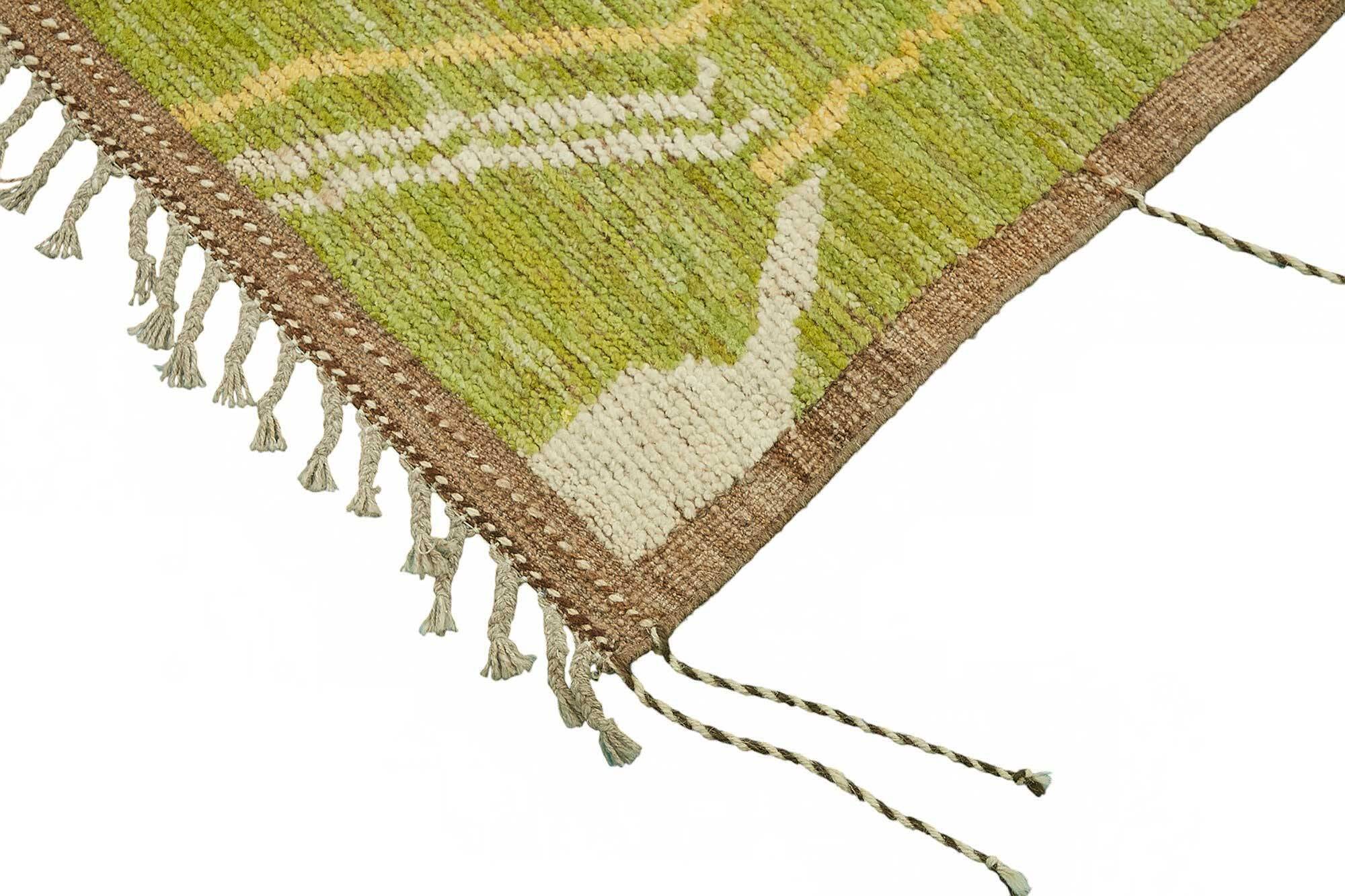 Handmade Turkish One of a Kind 203 cm x 303 cm Green Wool Carpet