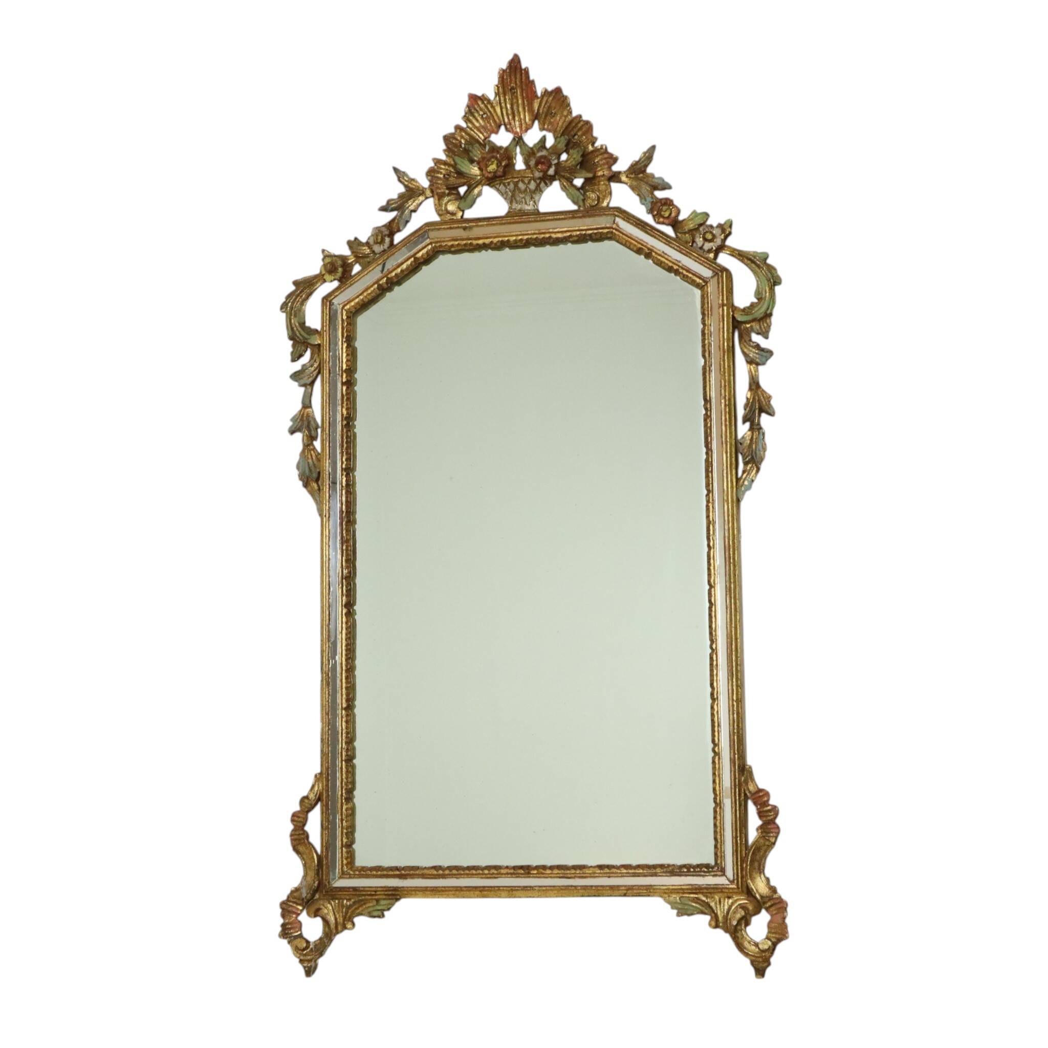 Classic Italian Gilt Crested Mirror by La Barge, 100 cm