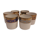 6 cups coffee mocha porcelain limoges Empire style golden frieze
